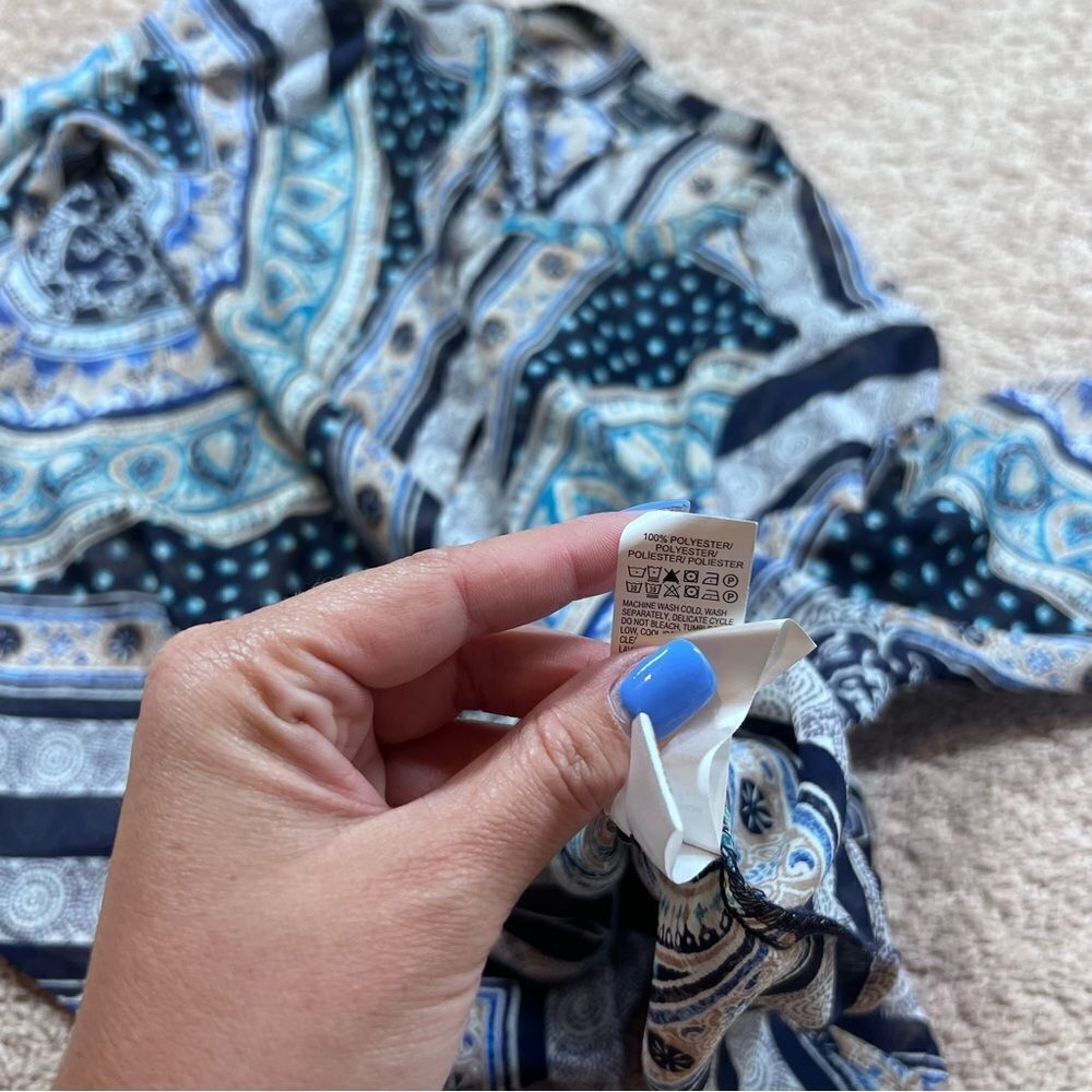 Lucky Brand Tunic Top Blouse Semi-Sheer Paisley Button Up Size M - Picture 5 of 8
